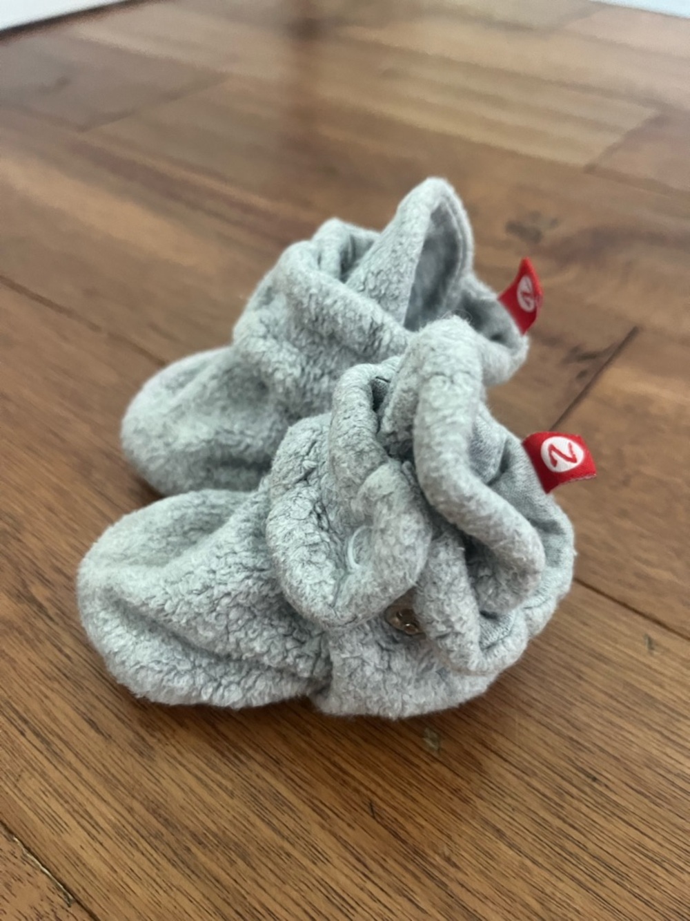 Zutano Cozie Fleece Gripper Baby Bootie - Heather Gray - 6 Months - Picture 2 of 5